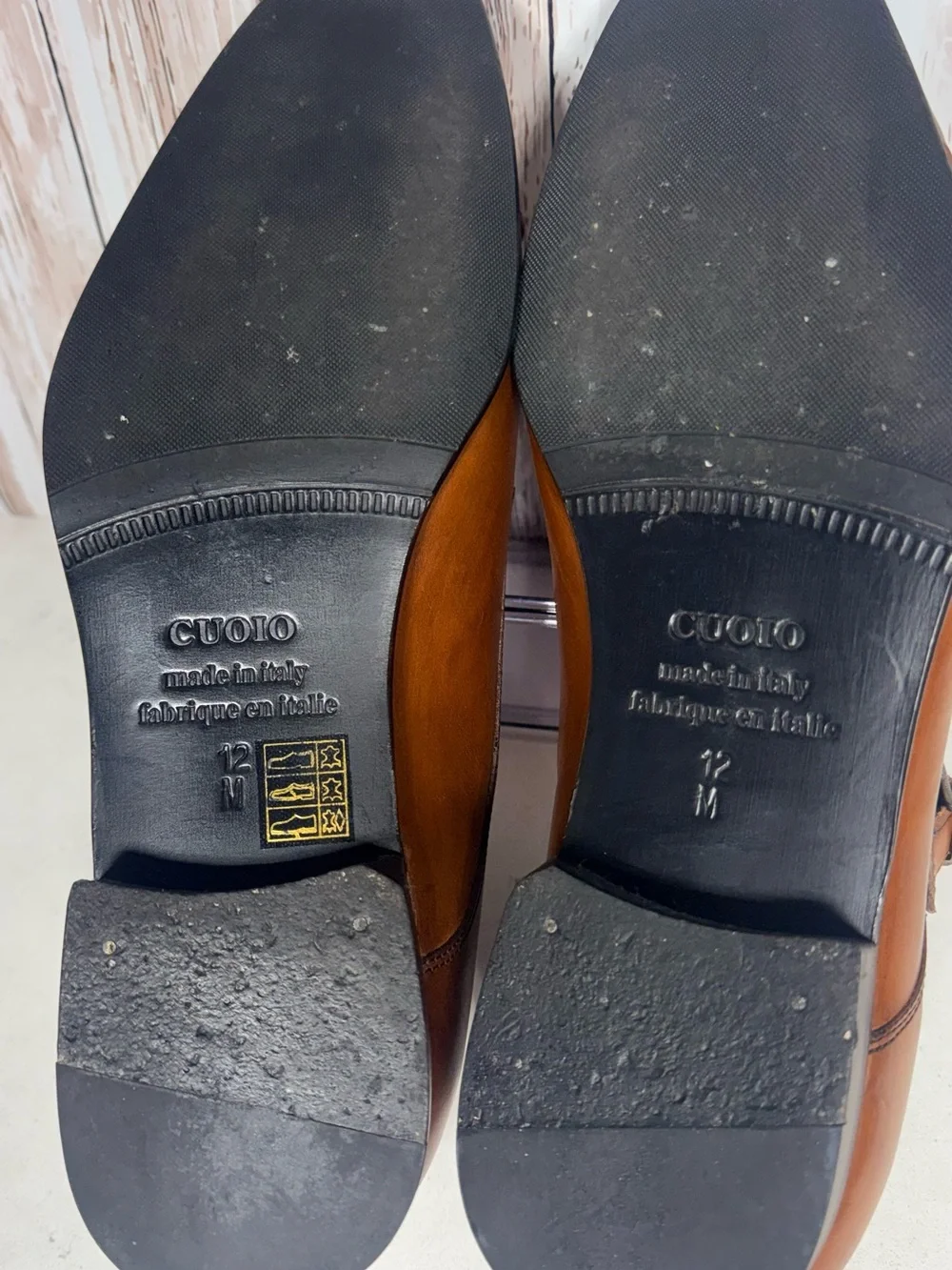 Saks Fifth Avenue Tan Leather Double Monk Strap Oxfords